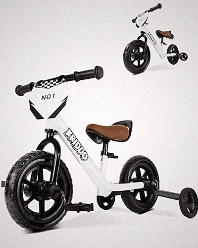 2-in-1 Kids Tricycle and Toddler Balance Bike 2 Year Old, Detachable White