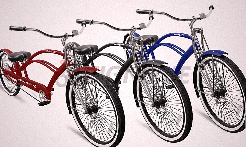 26" Chopper Bike Stretch Beach Cruiser Coaster Brake Stainless Steel Spokes