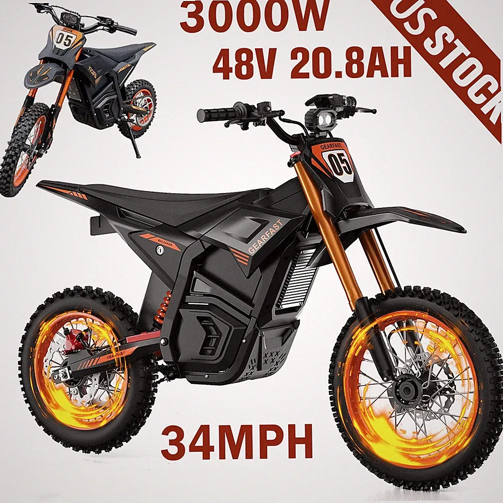 3000W E-Mountain Bike 48V 21Ah Electric Dirt Bike 14/12'' Tire Bicycle Adults