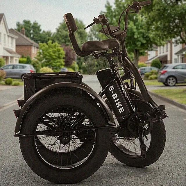 48V 12Ah Electric Folding Tricycle 20 Inch Fat Tire Cargo E-Trike 50km Range US