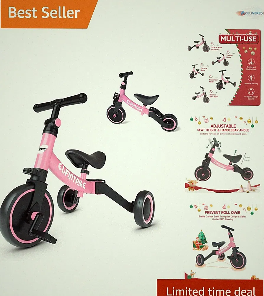 5 in 1 Toddler Bike Alloy Steel 1-4 Old Kids Tricycle Balance Training