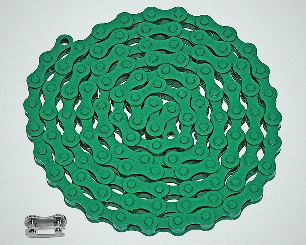 Green Single Speed Bicycle Chain 1/2 x 1/8 112 Links Vintage Cruiser BMX Bike.